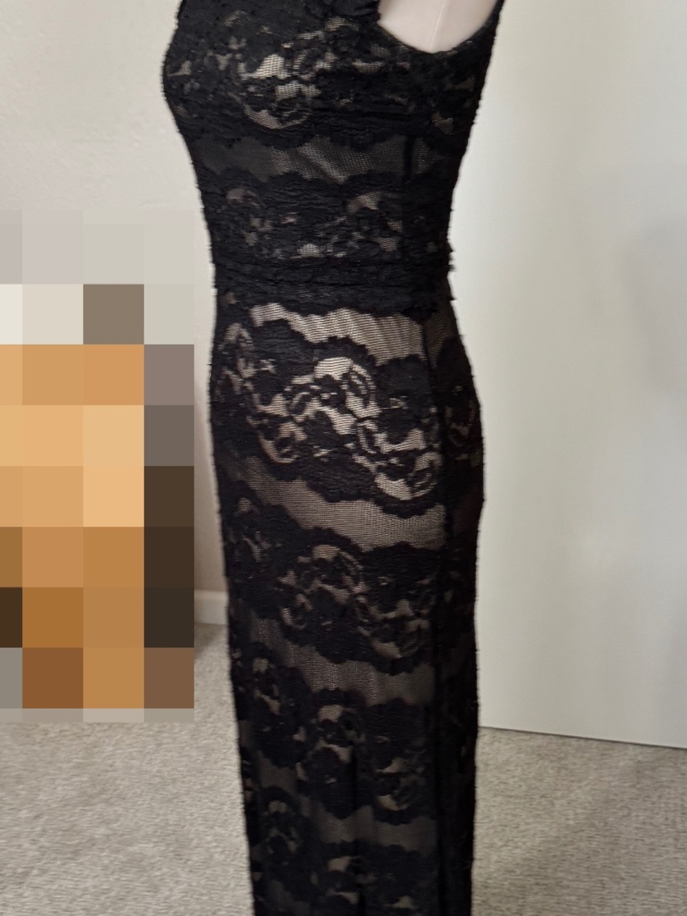 Scott McClintock Black Lace Sheer Formal Evening Maxi Gown Dress